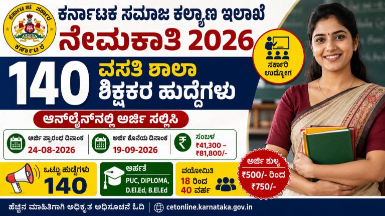 Karnataka Social Welfare Department Recruitment 2026